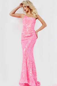 Jovani One-Shoulder Long Sequin-Print Prom Dress