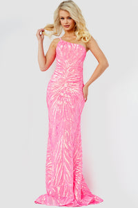 Jovani One-Shoulder Long Sequin-Print Prom Dress