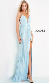 Long Sequin Jovani Prom Dress with Appliques