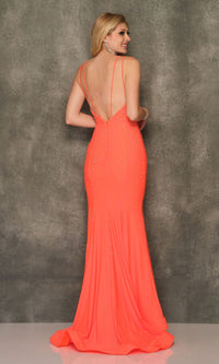 Tangerine Orange Prom Dress with Heat-Set Gems