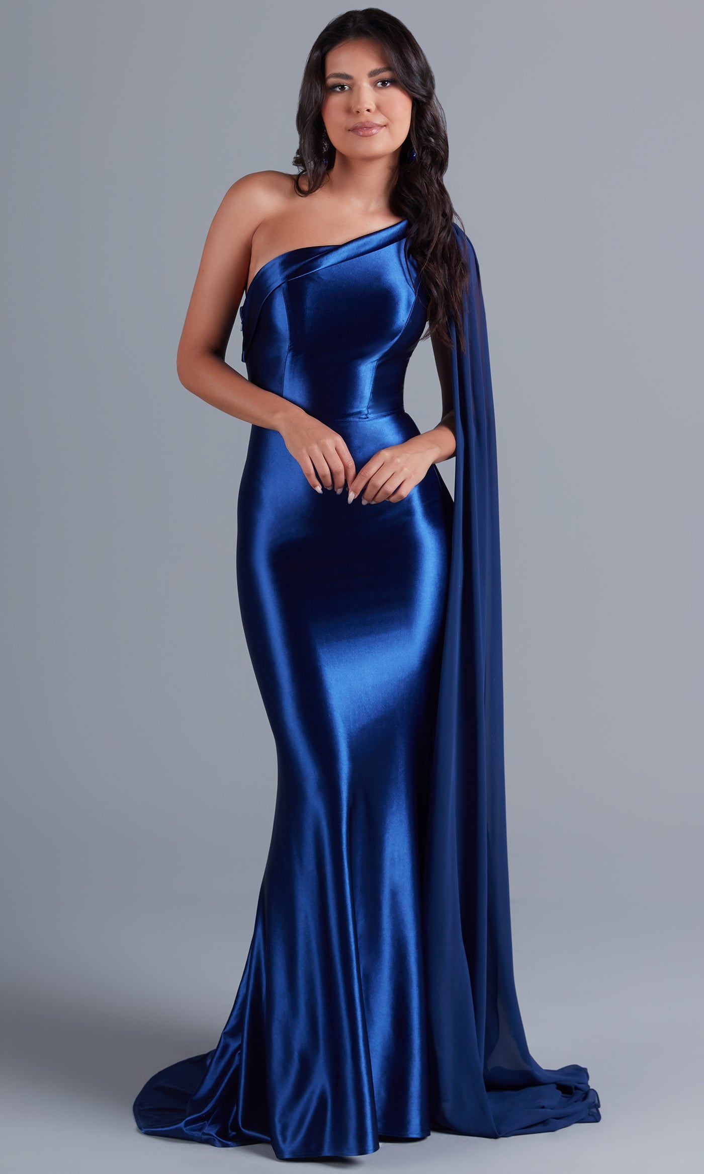 Dominique Grey One Shoulder Cape Sleeve Bodycon Maxi Dress – Club