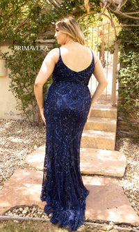 Plus-Size Long Sequin Formal Dress 14001