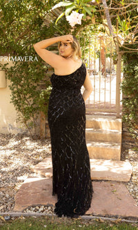 One-Shoulder Sequin Plus-Size Prom Dress 14002