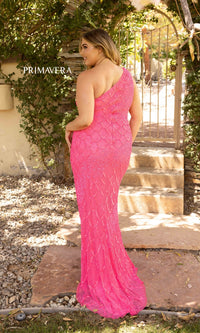 One-Shoulder Sequin Plus-Size Prom Dress 14002