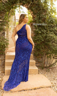 One-Shoulder Sequin Plus-Size Prom Dress 14002