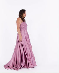 Faviana Plus-Size Long Lace-Up Prom Dress