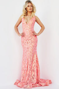 Jovani Sequin Prom Dress with Plunging Neckline