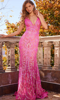 Jovani Sequin Prom Dress with Plunging Neckline