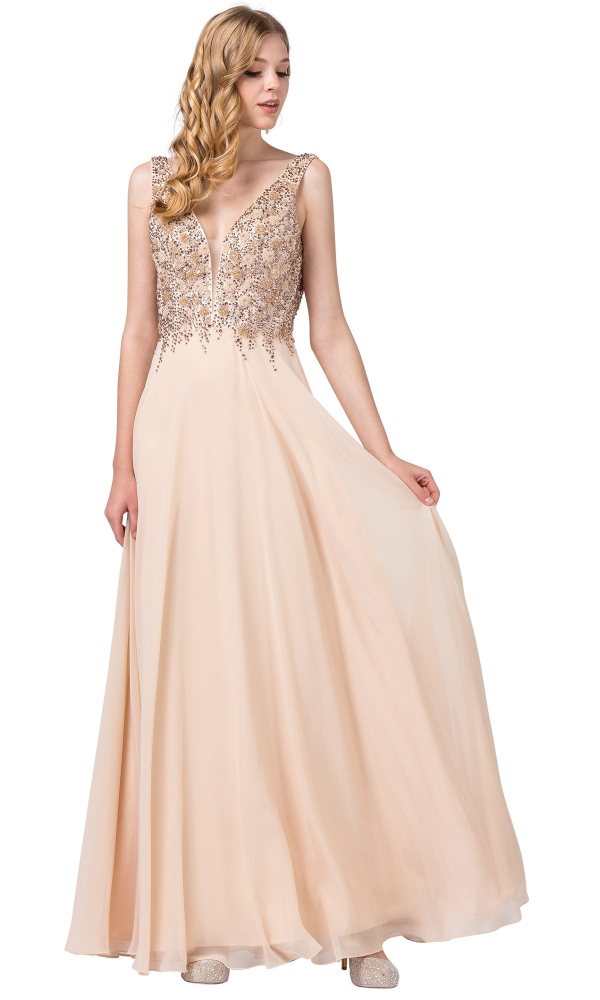 Champagne Beaded Dress