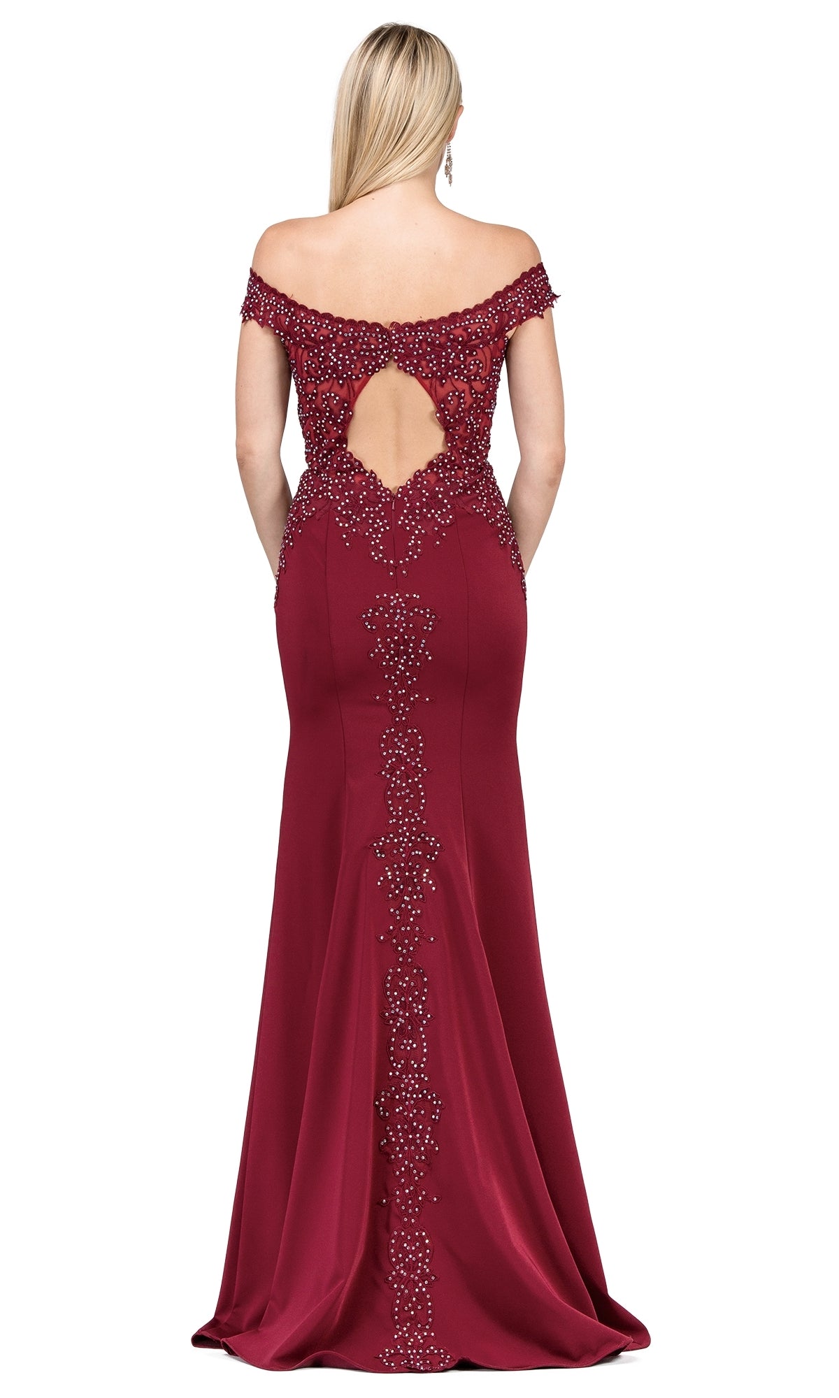 Off-Shoulder Long Prom Dress with Beads