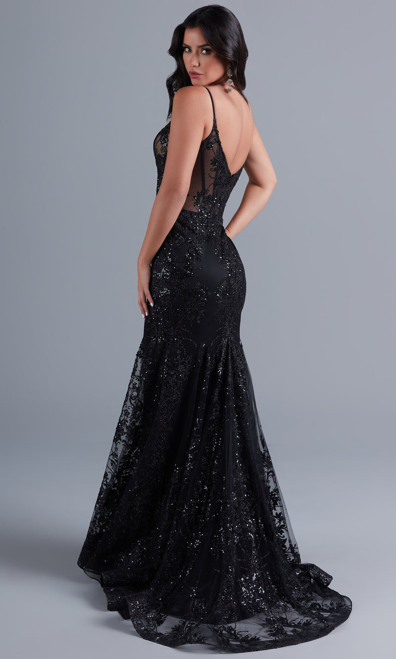 Corset-Style Long Sequin Prom Dress - PromGirl