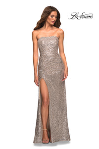 La Femme Long Strapless Sequin Formal Prom Dress