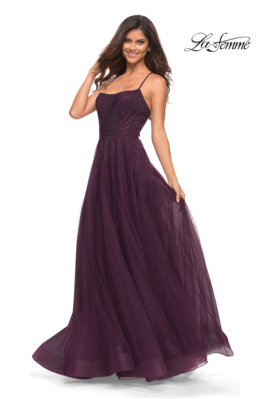 Corset-Back Long La Femme A-Line Prom Dress