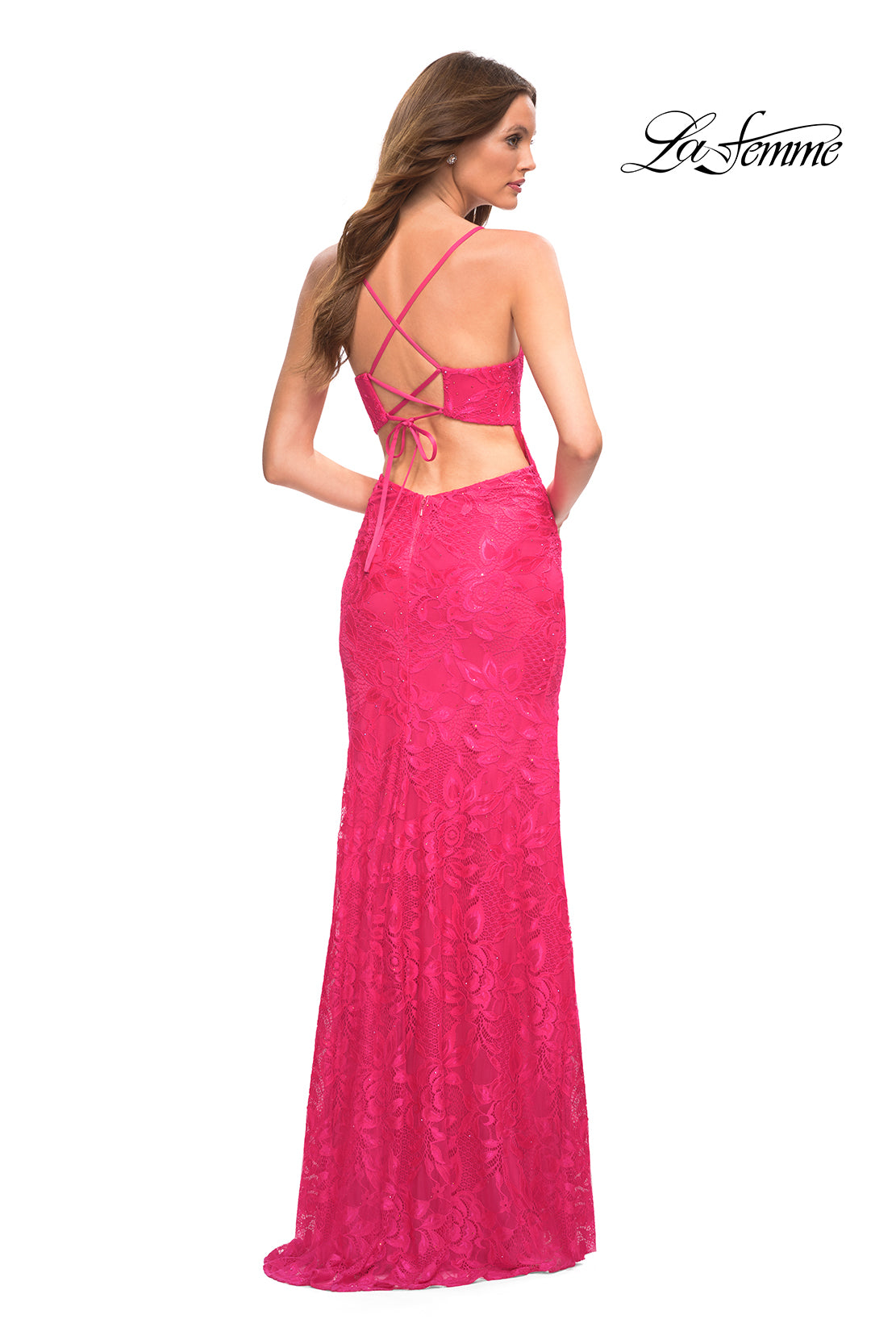 La Femme Prom Dresses Pink Lace