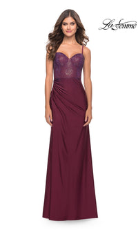 La Femme Embellished Long Sweetheart Prom Dress