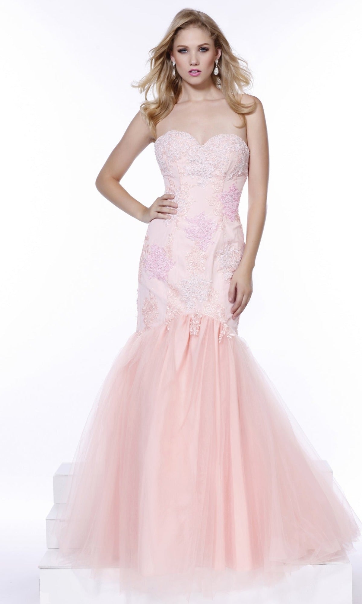 Cute Light Pink Strapless Prom Dresses