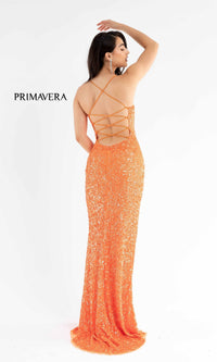 Backless Bright Color Long Sequin Prom Dress 3290B