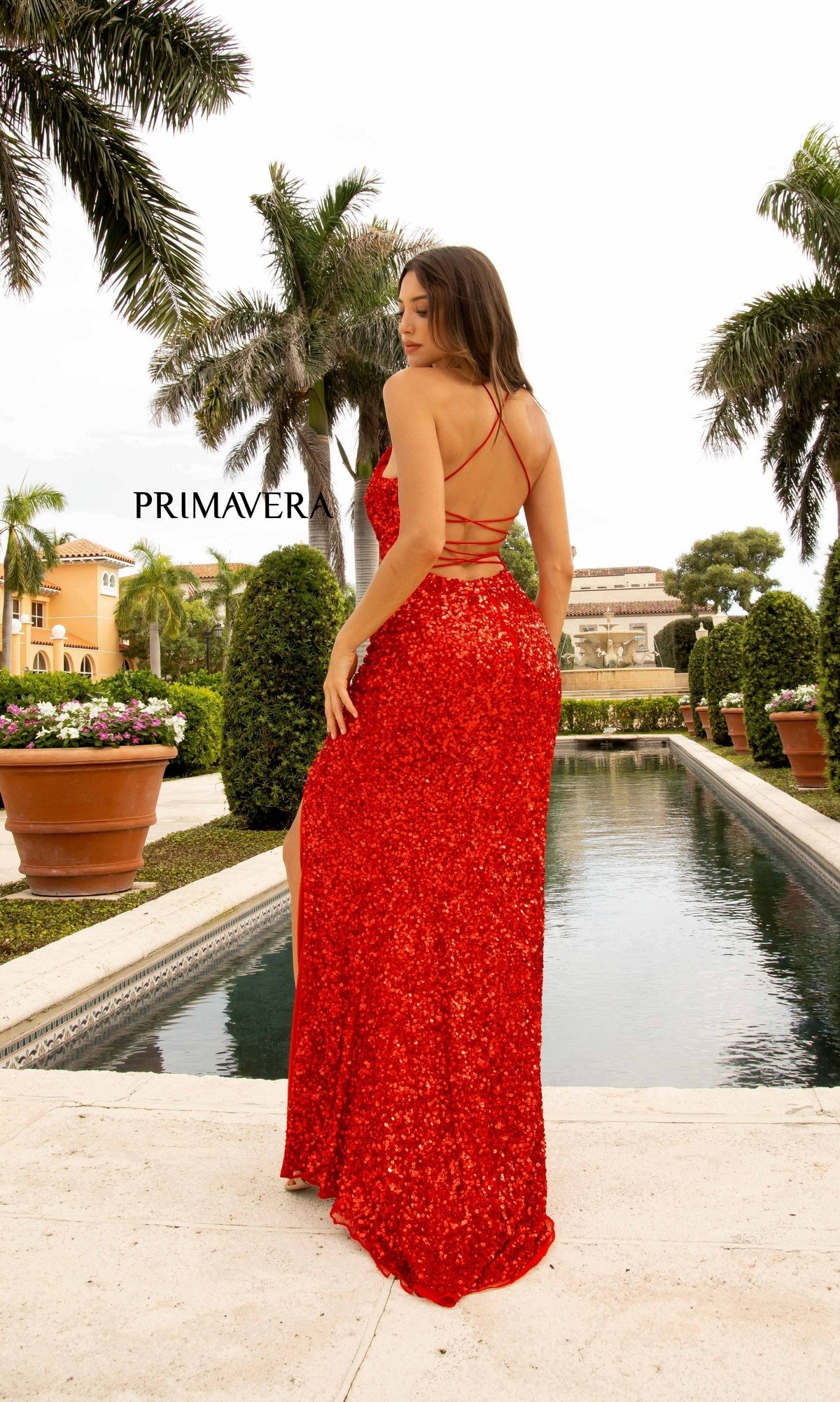 Open Back Bold Long Sequin Prom Dress 3290D