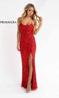 Open Back Bold Long Sequin Prom Dress 3290D