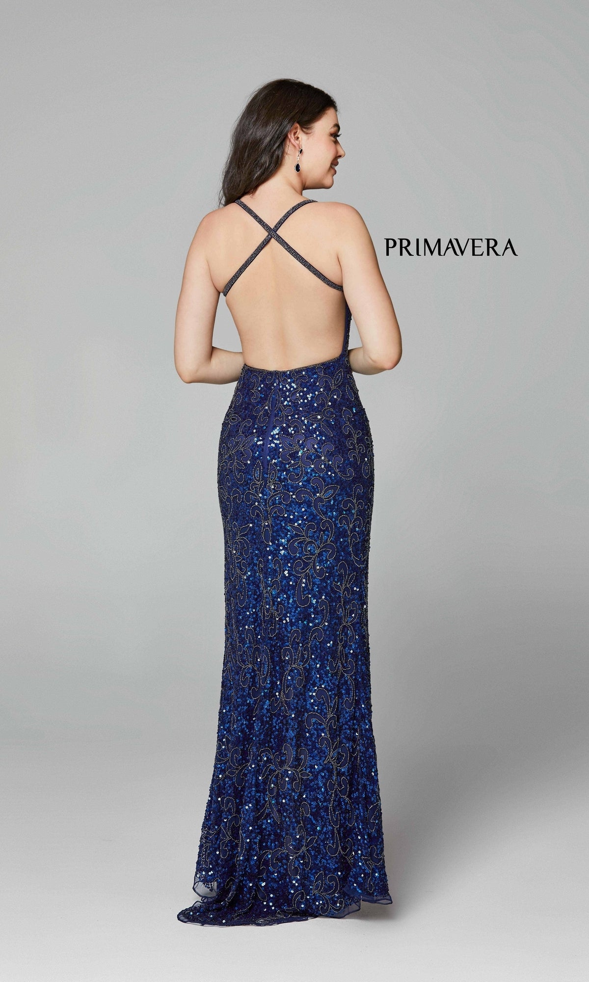 Dark Sequin-Pattern Long Prom Dress 3295D