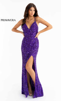 Dark Sequin-Pattern Long Prom Dress 3295D