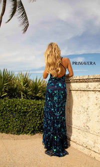 Primavera 3731 Sequin-Print Long Formal Prom Dress