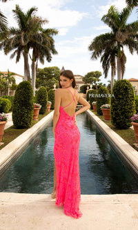 Primavera 3731 Sequin-Print Long Formal Prom Dress