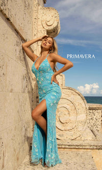 Primavera 3731 Sequin-Print Long Formal Prom Dress