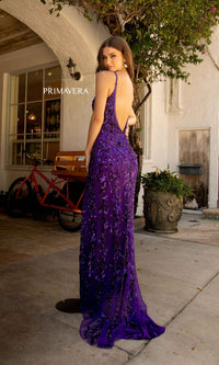 Open-Back Primavera 3749 Long Sequin Prom Dress