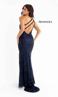 Strappy-Back Long Sequin Primavera 3761 Prom Dress