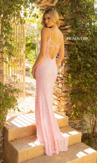 Strappy Open-Back Long Sequin Prom Dress 3972