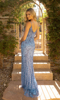 Pastel V-Neck Long Sequin Prom Dress 3793