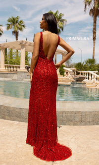 Open-Back Long Sequin Prom Dress 3912