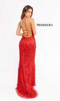 Strappy-Back Sequin Long Prom Dress 3931