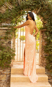 Strappy-Back Sequin Long Prom Dress 3931