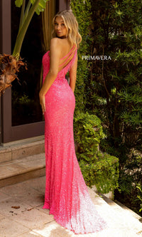 One-Shoulder Fringed Long Sequin Prom Dress