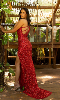 One-Shoulder Fringed Long Sequin Prom Dress