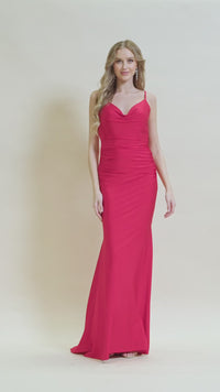 Cowl-Neck Simple Long Formal Dress