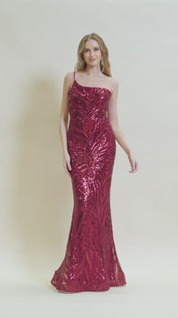 One-Shoulder Long Sequin Formal Dress