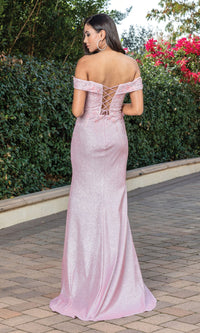 Off-the-Shoulder Shimmer Prom Dress with Corset