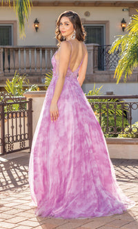 Tie-Dye Prom Ball Gown with Sheer Sides