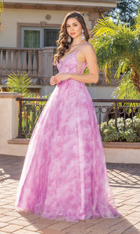 Tie-Dye Prom Ball Gown with Sheer Sides