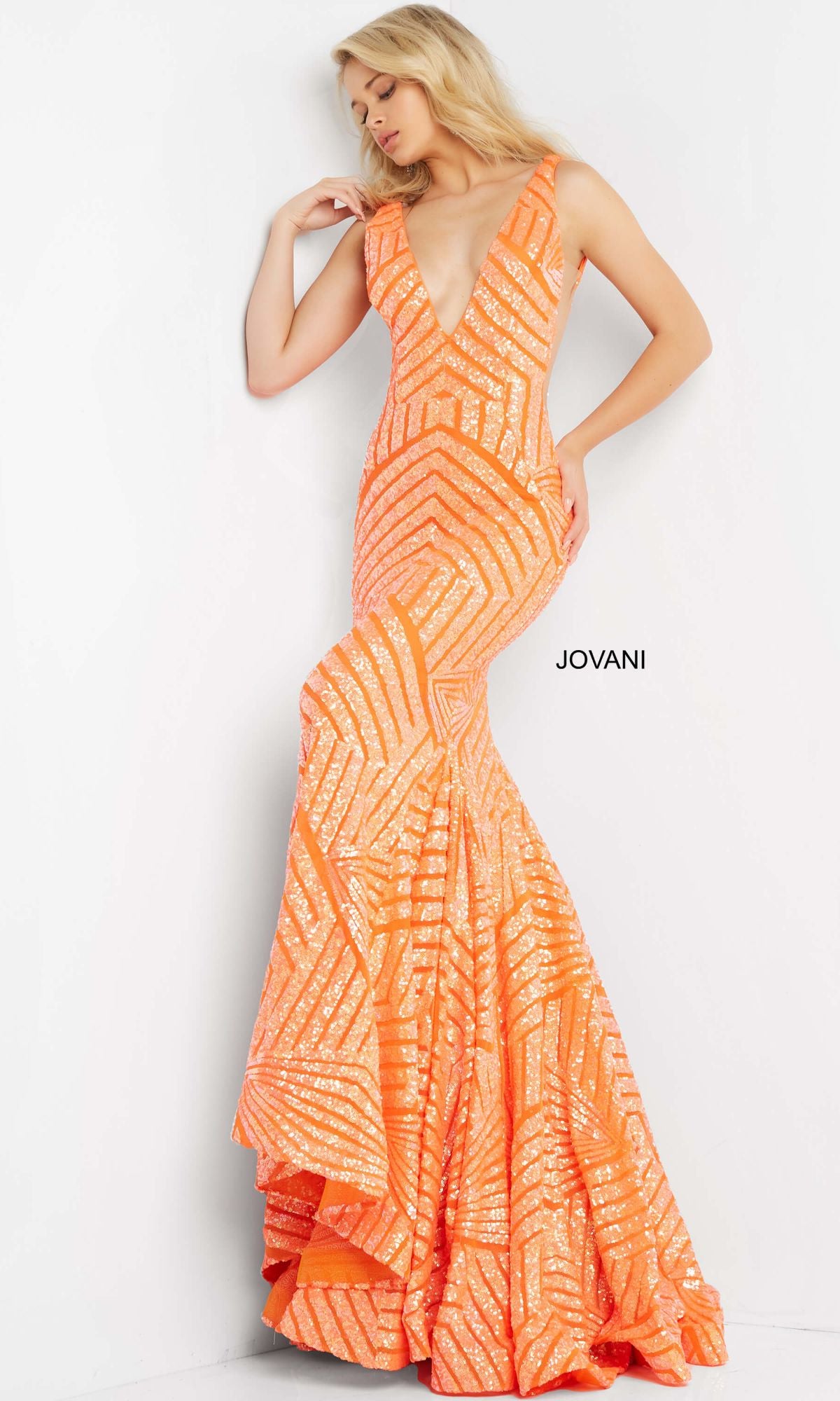 Jovani Prom Dress with Striped Sequin Pattern