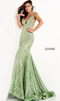 Jovani Prom Dress with Striped Sequin Pattern