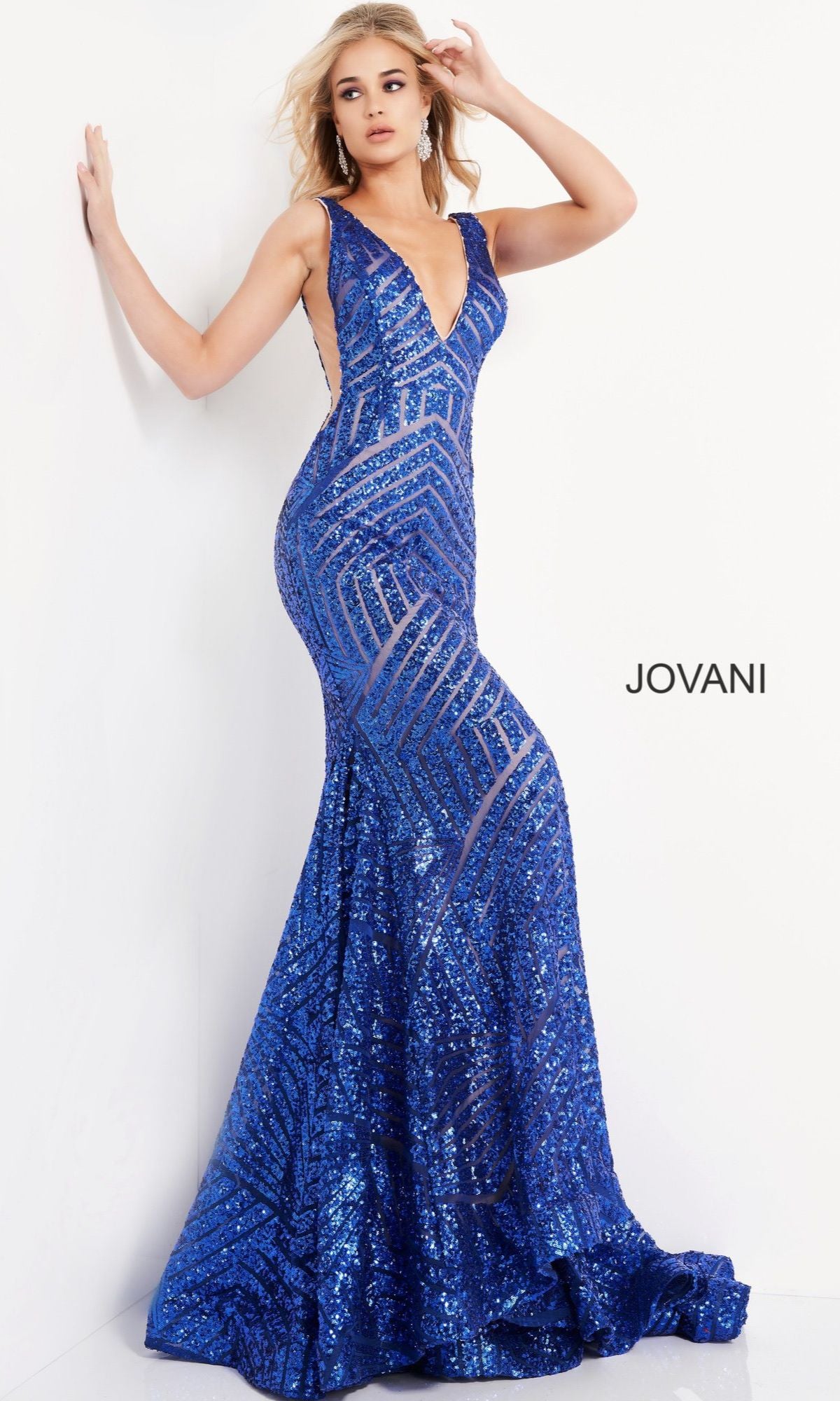 Jovani Prom Dress with Striped Sequin Pattern