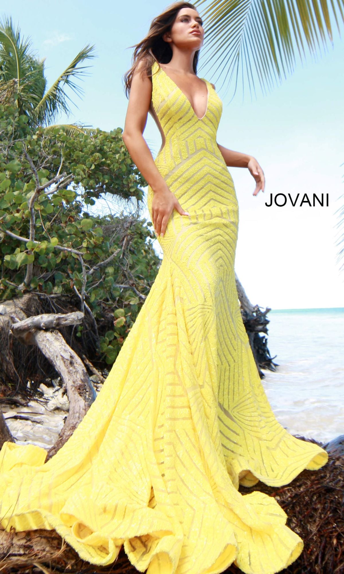 Jovani Prom Dress with Striped Sequin Pattern