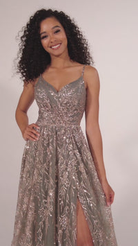 Colette CL2022 Strappy A-Line Glitter Prom Dress