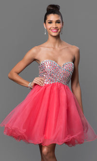 Jeweled Bodice Prom Dress Short