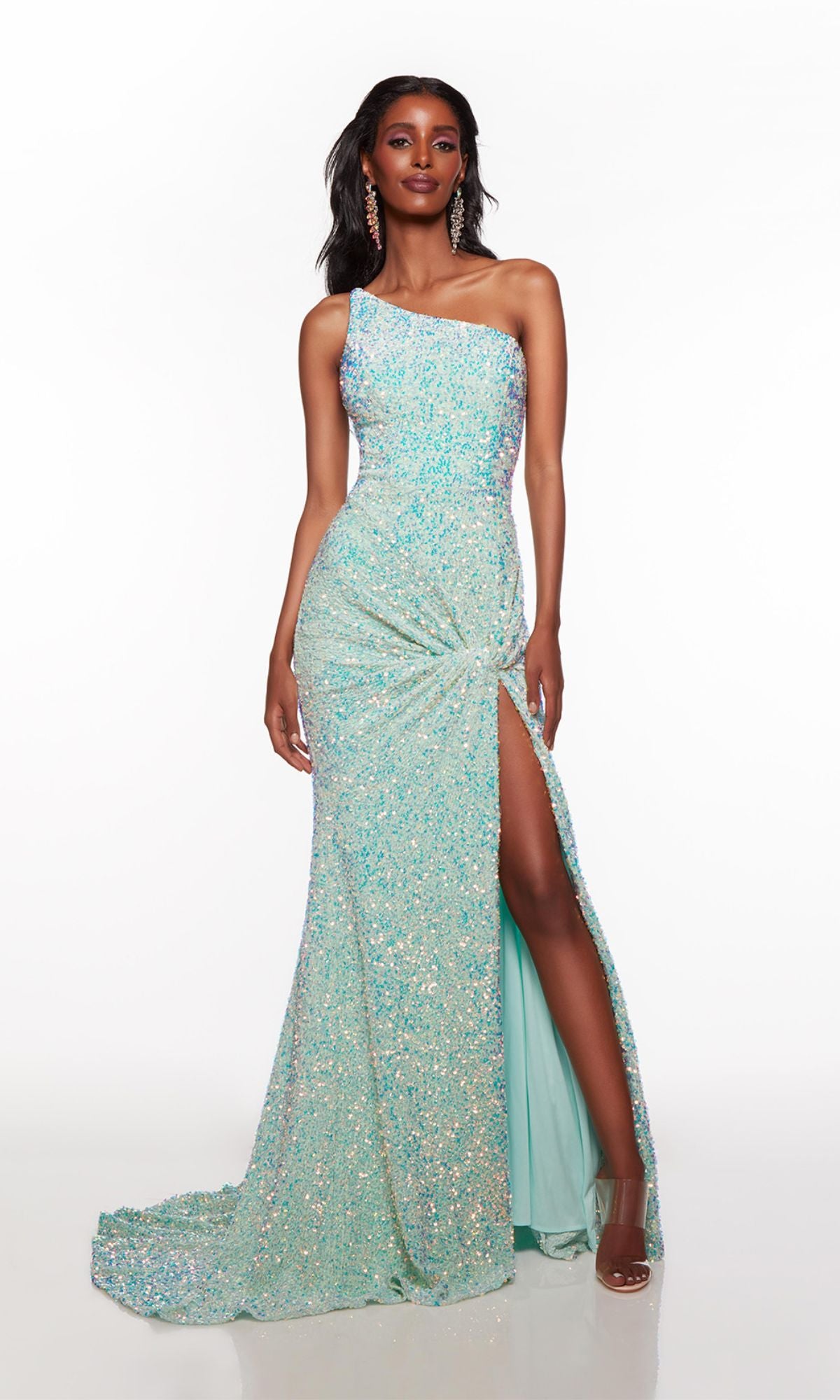 Turquoise sequin prom dress sale