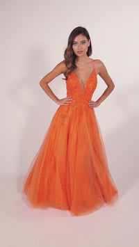 Beaded Lace Long A-Line Prom Dress Colette CL2025